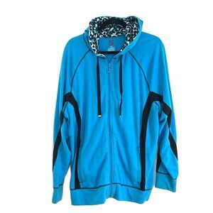Livi Active Full Zip Up Hoodie Aqua Blue Black Size 22/24